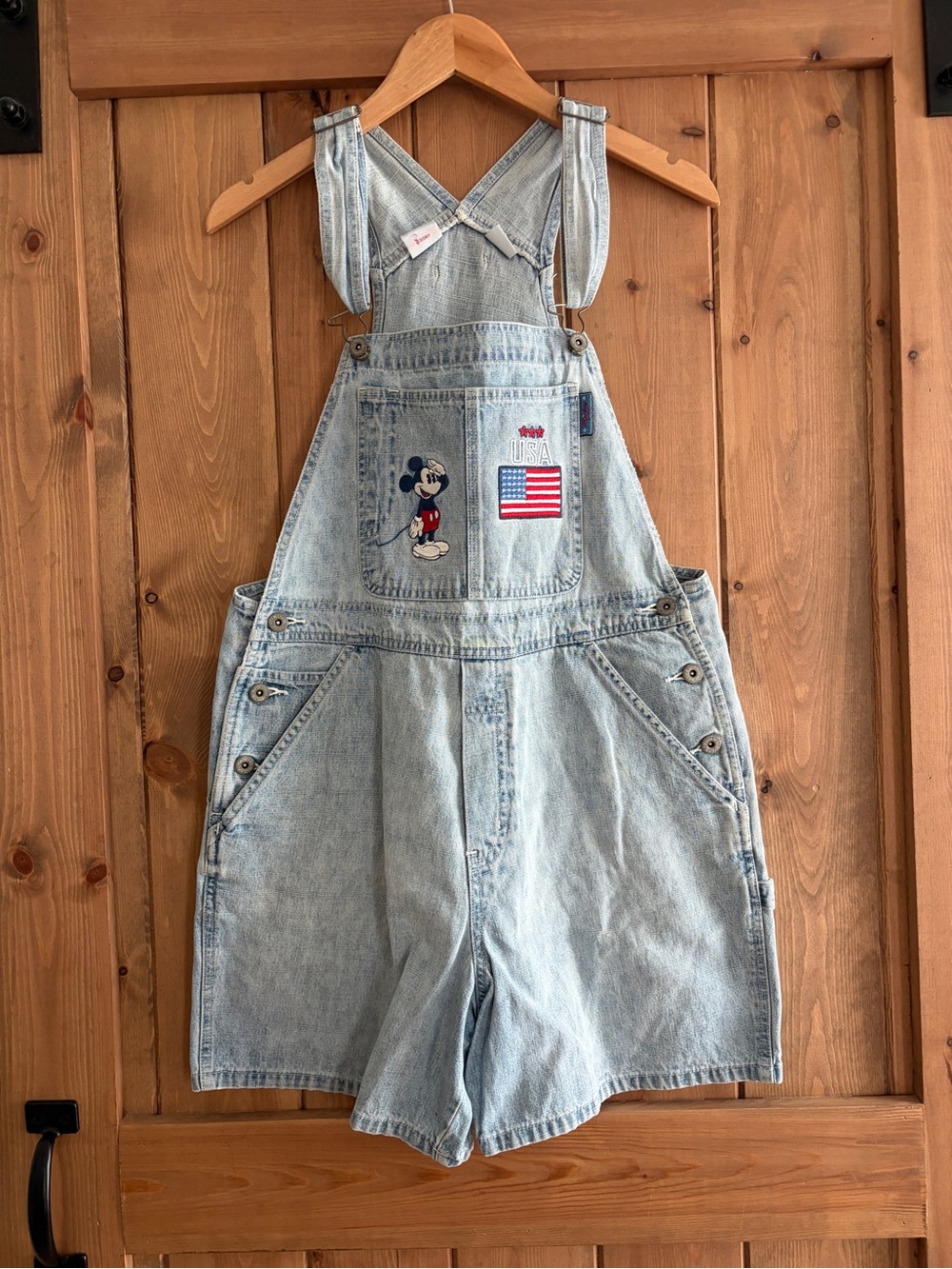 Vintage 90s Disney Mickey Mouse USA Short Denim Overalls